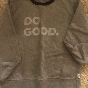 Cotopaxi Boy’s “Do Good” Gray with Navy Trim Crewneck, Size Small